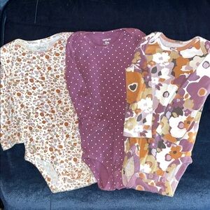 Carter's Purple Polka Dot and Floral Bodysuit bundle